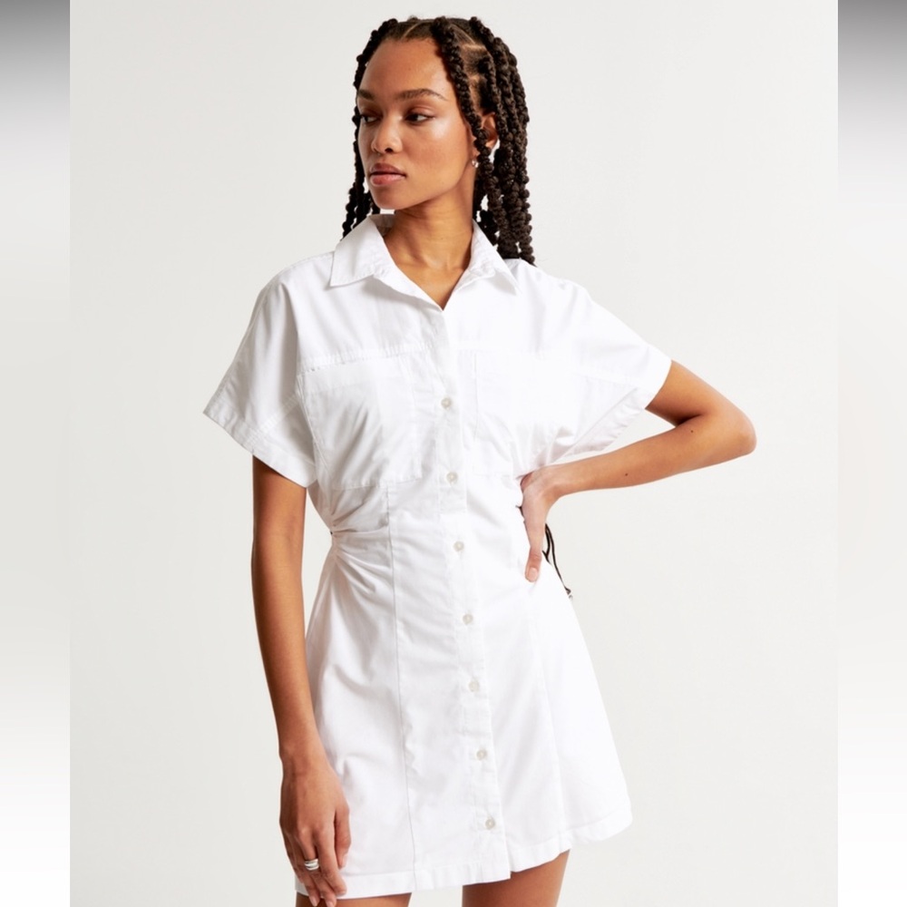 Short-Sleeve Poplin Shirt Dress
